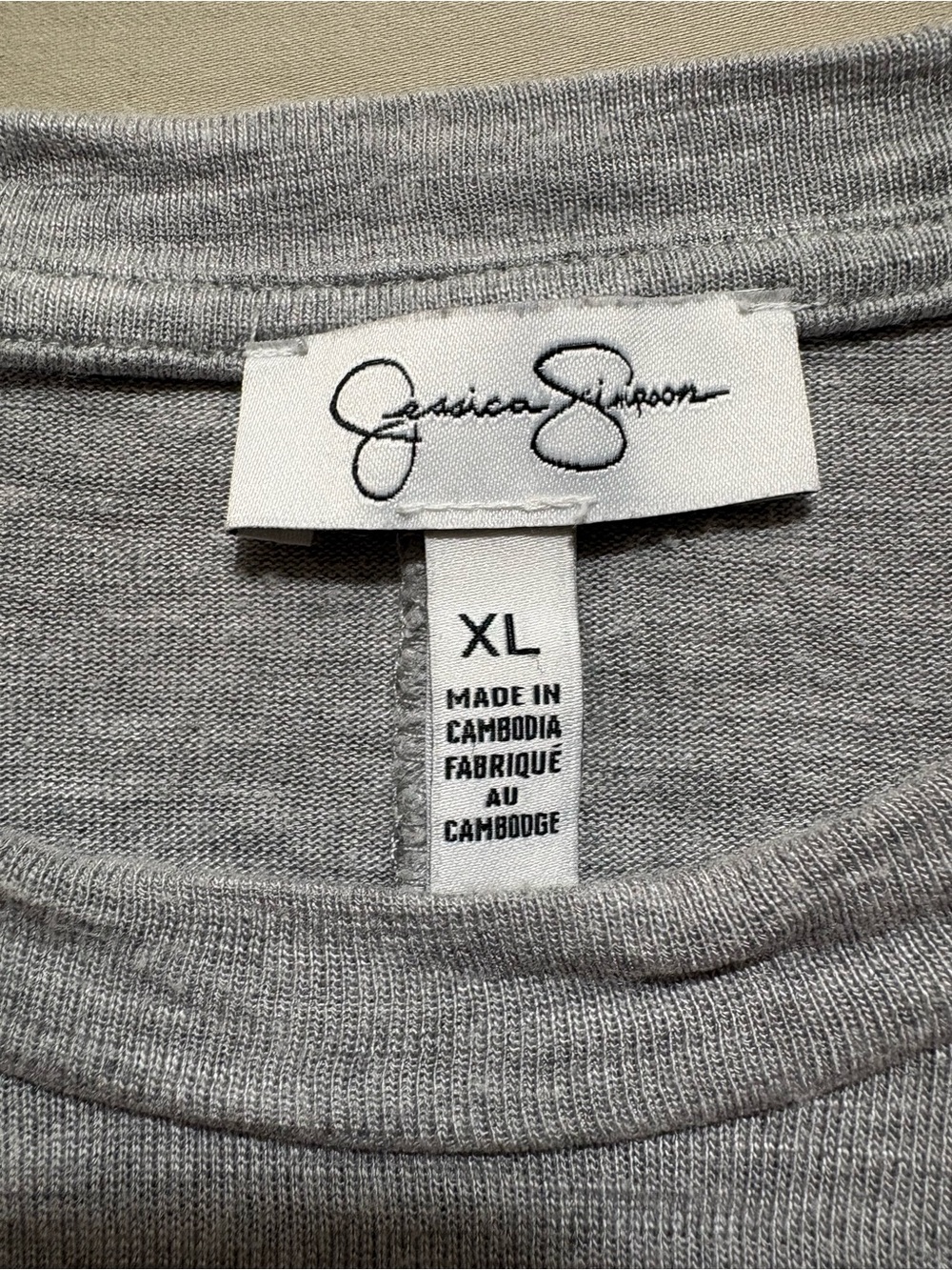 Jessica Simpson Size XL Heather Gray Short-Sleeve Midi Tee Dress with Side Slit - Picture 2 of 5